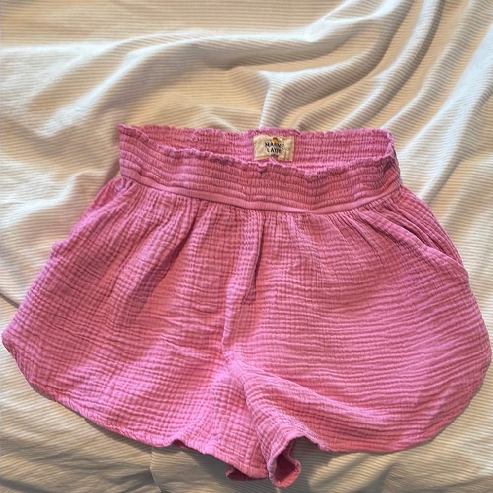 Marine Layer Pink High Waist Shorts with Elastic Waistband